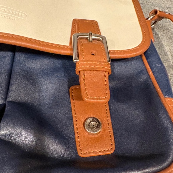 Coach Park Color-Block Leather Crossbody Purse Blue&White - Picture 10 of 14